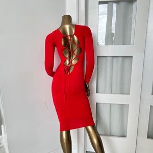 Brand New Chic Scarlet Long Sleeve Dress